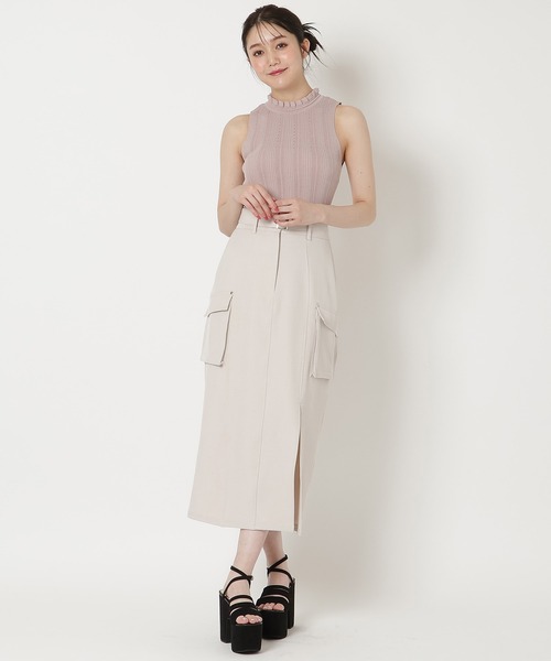 REDYAZEL（レディアゼル）の「透かし編みリブトップス（ニット/セーター・レディース・ピンク/オフホワイト/ブラック/サックスブルー・FREE）」の6枚目の写真