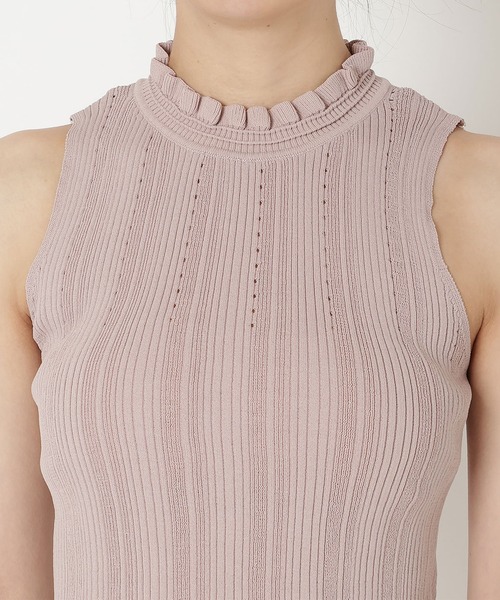REDYAZEL（レディアゼル）の「透かし編みリブトップス（ニット/セーター・レディース・ピンク/オフホワイト/ブラック/サックスブルー・FREE）」の7枚目の写真