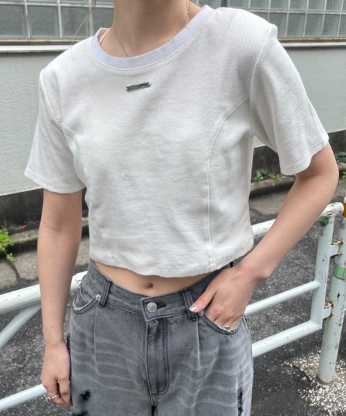 RAY CASSIN(レイカズン)の「コンパクトピグメントダメージT(Tシャツ/カットソー・レディース・ベージュ/ブラック/ブルー/ホワイト/ピンク・FREE)」の22枚目の写真