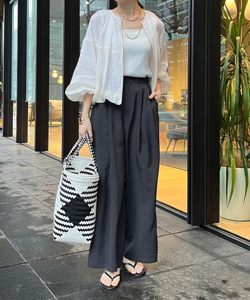 DouDou（ドゥドゥ）の「リネンバルーンブルゾン（ブルゾン・レディース・ブラック/ブラウン/オフホワイト・FREE）」の4枚目の写真