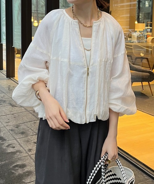 DouDou（ドゥドゥ）の「リネンバルーンブルゾン（ブルゾン・レディース・ブラック/ブラウン/オフホワイト・FREE）」の12枚目の写真