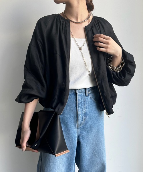 DouDou（ドゥドゥ）の「リネンバルーンブルゾン（ブルゾン・レディース・ブラック/ブラウン/オフホワイト・FREE）」の19枚目の写真