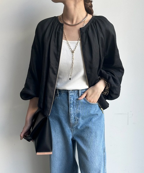 DouDou（ドゥドゥ）の「リネンバルーンブルゾン（ブルゾン・レディース・ブラック/ブラウン/オフホワイト・FREE）」の20枚目の写真