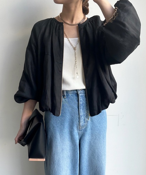 DouDou（ドゥドゥ）の「リネンバルーンブルゾン（ブルゾン・レディース・ブラック/ブラウン/オフホワイト・FREE）」の21枚目の写真