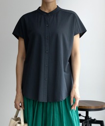 NAVY サラリ冷感 制菌加工 シャツ見え前あきTシャツ
