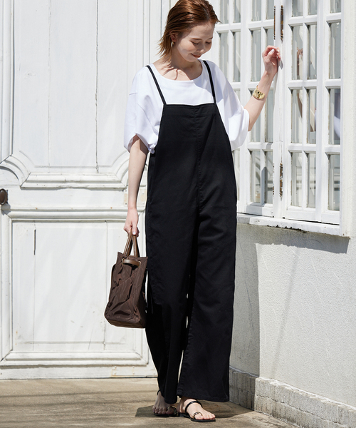 SLOBE IENA(スローブイエナ)の「《WEB限定/追加》【LEE /リー】SLOBE別注 キャミソールサロペット(サロペット/オーバーオール・レディース・ブラック/ホワイト・FREE)」の4枚目の写真