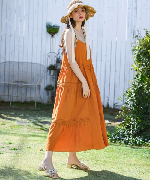 idem（イデム）の「lace up cami onepiece/レースアップキャミワンピース（ワンピース・レディース・アイボリー/テラコッタ/ブラック・FREE）」の3枚目の写真