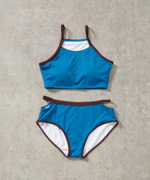 COLONY 2139（コロニートゥーワンスリーナイン）の「バイカラースリットタンキニ（水着・レディース・ブラック/ブルー・FREE）」の4枚目の写真