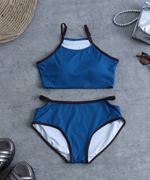 COLONY 2139（コロニートゥーワンスリーナイン）の「バイカラースリットタンキニ（水着・レディース・ブラック/ブルー・FREE）」の21枚目の写真