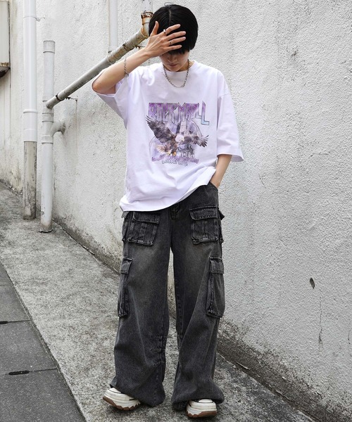 ROCK ロックデザイン Tシャツ シンプル アメカジ セール】ヴィンテージライク ピグメント加工 アメカジ風 レトロ