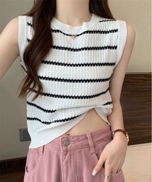 ボーダー ノースリーブ」に該当するレディースのニット/セーター