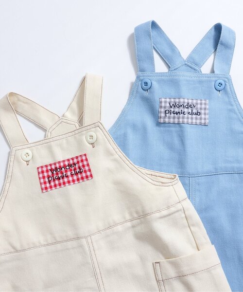 apres les cours（アプレレクール）の「ゆったりサロペット（サロペット/オーバーオール・キッズ・アイボリー/サックスブルー・110/100/120）」の16枚目の写真