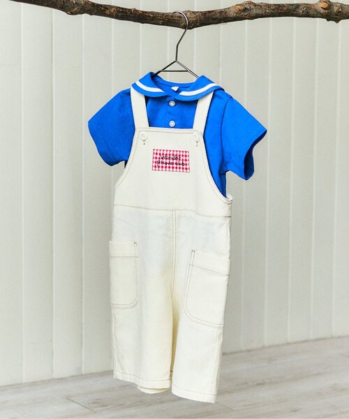 apres les cours（アプレレクール）の「ゆったりサロペット（サロペット/オーバーオール・キッズ・アイボリー/サックスブルー・110/100/120）」の15枚目の写真