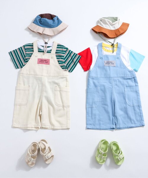 apres les cours（アプレレクール）の「ゆったりサロペット（サロペット/オーバーオール・キッズ・アイボリー/サックスブルー・110/100/120）」の14枚目の写真
