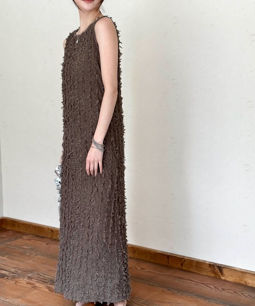 Per sist ence（パーシエンス）の「カットフリンジノースリワンピース（ワンピース・レディース・ブラウン/キャメル/アイボリー/ブラック・FREE）」の4枚目の写真