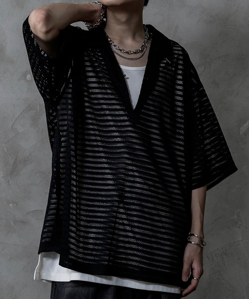 ファッションインフルエンサー しの - Mesh Lace Sheer Skipper