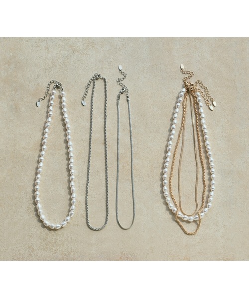 GOLDY（ゴールディ）の「パール × チェーン マルチ レイヤード ネックレス（ネックレス・レディース・ゴールド/シルバー・FREE）」の4枚目の写真