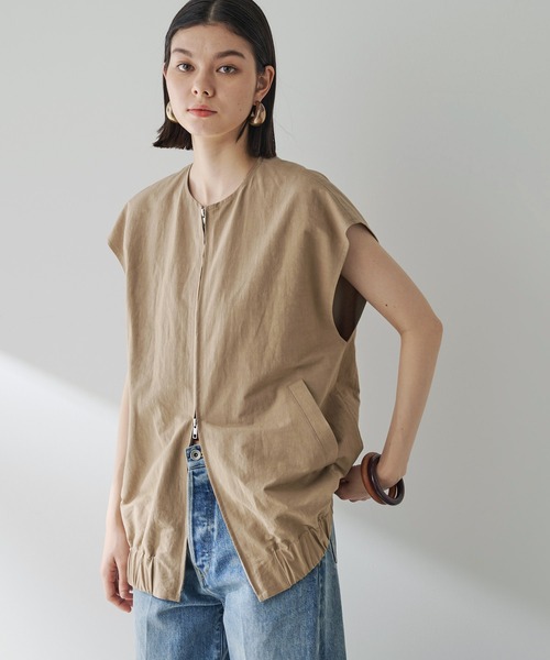 定41800円【ウィムガゼット】コットンリネンジップジレ　ノースリーブベスト Whim Gazette（ウィムガゼット）の「コットンリネンジップジレ（ベスト