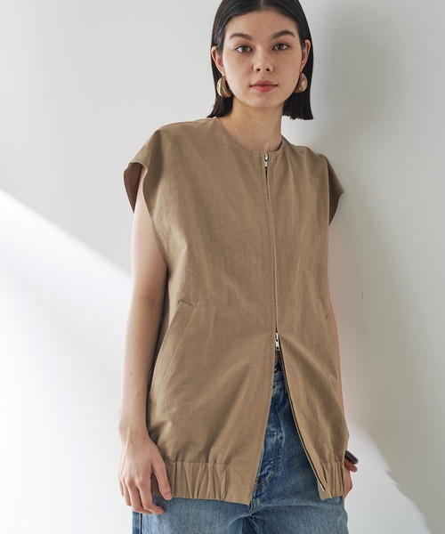 定41800円【ウィムガゼット】コットンリネンジップジレ　ノースリーブベスト Whim Gazette（ウィムガゼット）の「コットンリネンジップジレ（ベスト