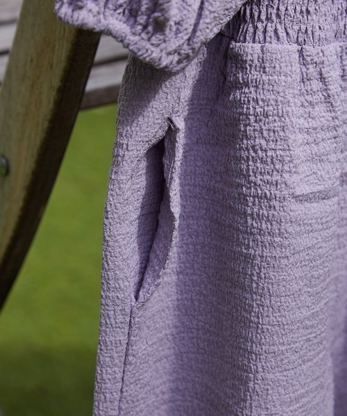 riziere（リジェール）の「パフスリーブシャーリングオールインワン（つなぎ/オールインワン・キッズ・ライトベージュ/ラベンダー・90/100/110/120/130/140/150）」の6枚目の写真