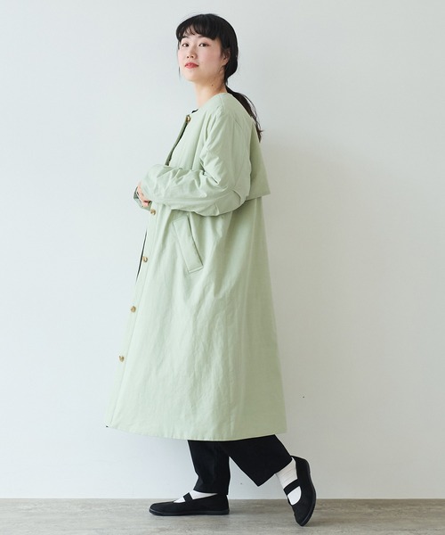 bulle de savon（ビュルデサボン）の「evodown　ノーカラーコート（ダウンジャケット/コート・レディース・カーキ/ネイビー/ホワイト・FREE）」の16枚目の写真