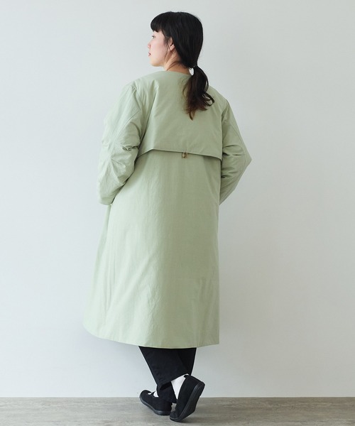 bulle de savon（ビュルデサボン）の「evodown　ノーカラーコート（ダウンジャケット/コート・レディース・カーキ/ネイビー/ホワイト・FREE）」の17枚目の写真
