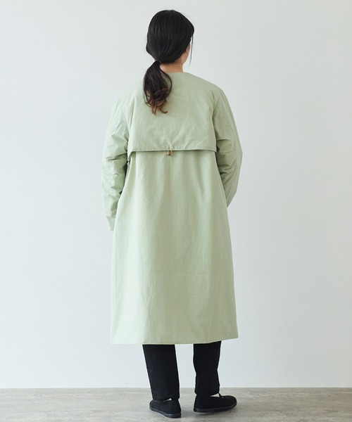 bulle de savon（ビュルデサボン）の「evodown　ノーカラーコート（ダウンジャケット/コート・レディース・カーキ/ネイビー/ホワイト・FREE）」の18枚目の写真