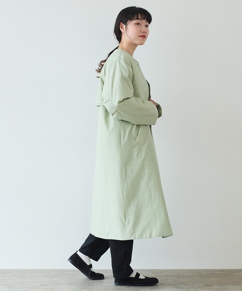 bulle de savon（ビュルデサボン）の「evodown　ノーカラーコート（ダウンジャケット/コート・レディース・カーキ/ネイビー/ホワイト・FREE）」の19枚目の写真