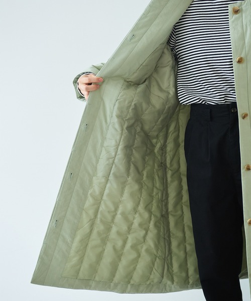 bulle de savon（ビュルデサボン）の「evodown　ノーカラーコート（ダウンジャケット/コート・レディース・カーキ/ネイビー/ホワイト・FREE）」の10枚目の写真