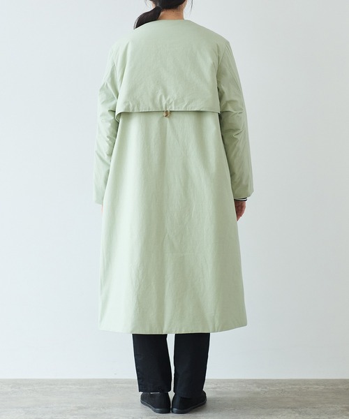 bulle de savon（ビュルデサボン）の「evodown　ノーカラーコート（ダウンジャケット/コート・レディース・カーキ/ネイビー/ホワイト・FREE）」の4枚目の写真