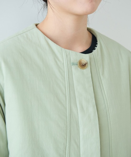 bulle de savon（ビュルデサボン）の「evodown　ノーカラーコート（ダウンジャケット/コート・レディース・カーキ/ネイビー/ホワイト・FREE）」の6枚目の写真