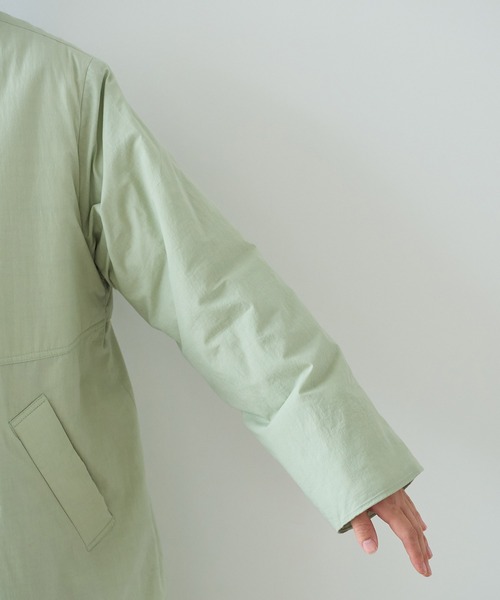 bulle de savon（ビュルデサボン）の「evodown　ノーカラーコート（ダウンジャケット/コート・レディース・カーキ/ネイビー/ホワイト・FREE）」の7枚目の写真