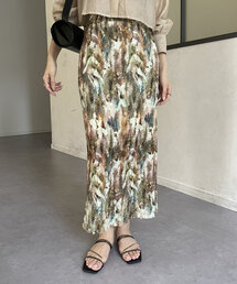 ニュアンス柄プリーツナロースカート