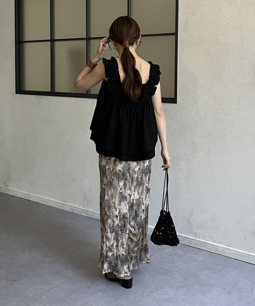 Thevon（ゼボン）の「ニュアンス柄プリーツナロースカート（スカート・レディース・グレー/カーキ/ベージュ・FREE）」の18枚目の写真