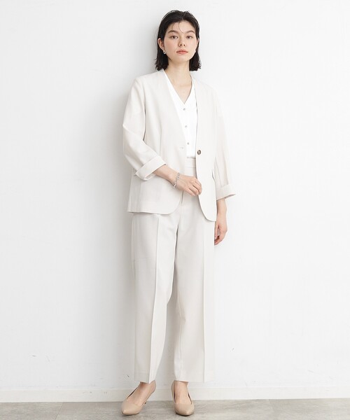 THE SHOP TK (ザ ショップ ティーケー )の「◆【イージーケア/洗濯機OK】美脚スラックスワイドパンツ(その他パンツ・レディース・オフホワイト/チャコールグレー・12/13)」の3枚目の写真