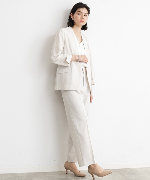 THE SHOP TK (ザ ショップ ティーケー )の「◆【イージーケア/洗濯機OK】美脚スラックスワイドパンツ(その他パンツ・レディース・オフホワイト/チャコールグレー・12/13)」の4枚目の写真