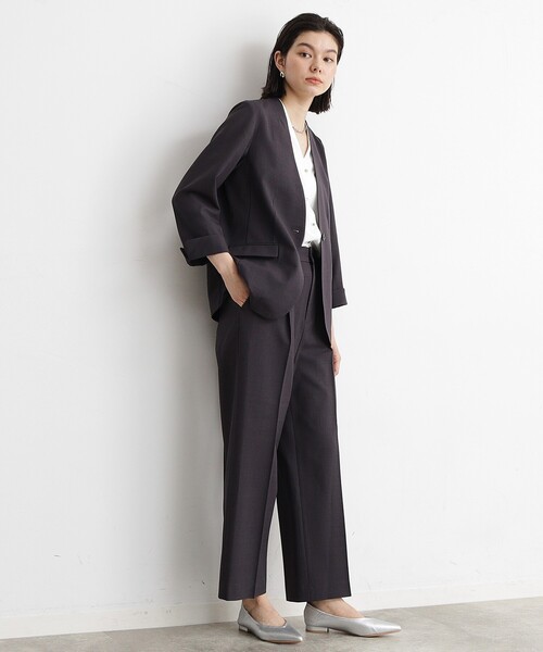 THE SHOP TK (ザ ショップ ティーケー )の「◆【イージーケア/洗濯機OK】美脚スラックスワイドパンツ(その他パンツ・レディース・オフホワイト/チャコールグレー・12/13)」の7枚目の写真