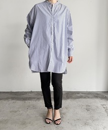 vent blanc（ヴァンブラン）の「vent blanc  ヴァンブラン ストライプ ロングオーバーシャツ（シャツ/ブラウス）」