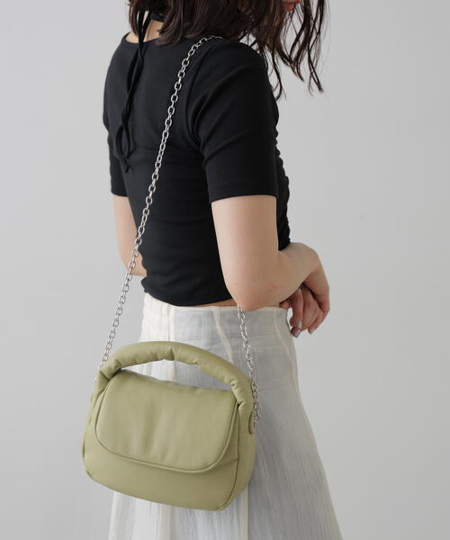 FREE'S MART（フリーズマート）の「◆パフバッグ（ショルダーバッグ・レディース・ライトグリーン/ブラック・ﾌﾘ-）」の17枚目の写真