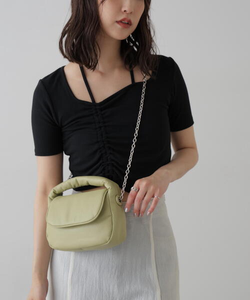 FREE'S MART（フリーズマート）の「◆パフバッグ（ショルダーバッグ・レディース・ライトグリーン/ブラック・ﾌﾘ-）」の18枚目の写真