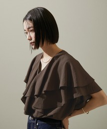 SALON adam et rope' | ラッフルカラーフレアスリーブブラウス(シャツ/ブラウス)