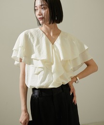 SALON adam et rope' | ラッフルカラーフレアスリーブブラウス(シャツ/ブラウス)