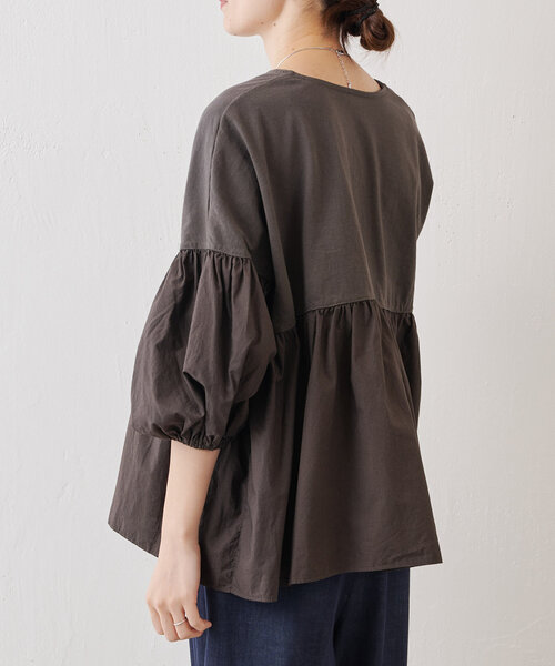 BEARDSLEY（ビアズリー）の「フハクコンビギャザーカットソー（Tシャツ 
