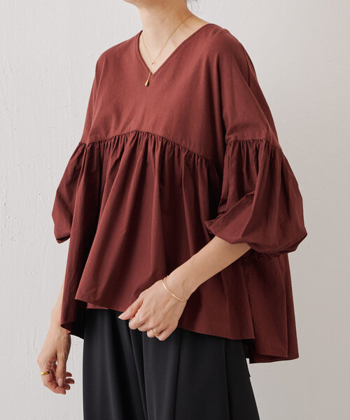 BEARDSLEY（ビアズリー）の「フハクコンビギャザーカットソー（Tシャツ 