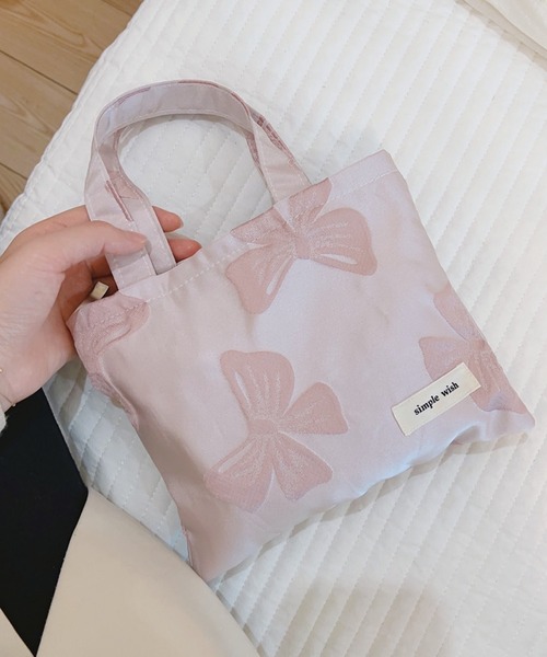 TONE SELECT GOODS(トーンセレクトグッズ)の「Liaa/リボン ミニトートバッグ A18361(トートバッグ・レディース・ホワイト/ブラック/ピンク/イエロー・FREE)」の4枚目の写真