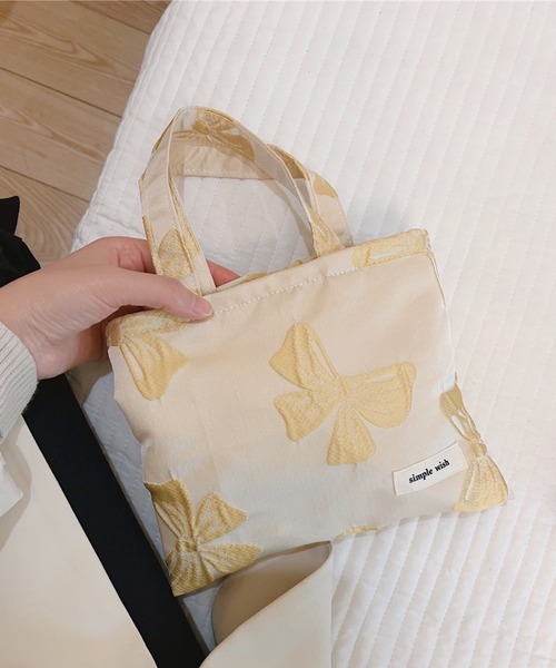 TONE SELECT GOODS(トーンセレクトグッズ)の「Liaa/リボン ミニトートバッグ A18361(トートバッグ・レディース・ホワイト/ブラック/ピンク/イエロー・FREE)」の3枚目の写真
