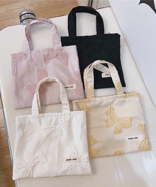 TONE SELECT GOODS(トーンセレクトグッズ)の「Liaa/リボン ミニトートバッグ A18361(トートバッグ・レディース・ホワイト/ブラック/ピンク/イエロー・FREE)」の8枚目の写真