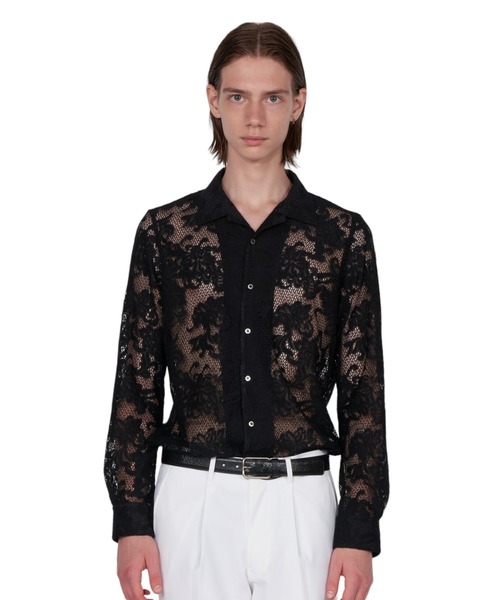 GalaabenD 23SS ラッセルFLOWERレースシャツ BLACK 新品 GalaabenD 23SS ラッセルFLOWERレースシャツ BLACK 新品