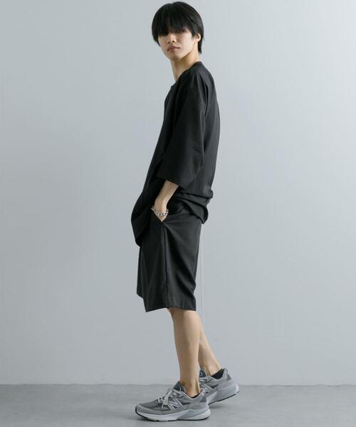 SENSE OF PLACE by URBAN RESEARCH(センスオブプレイスバイアーバンリサーチ)の「ノーカラールーズシャツ(5分袖)(シャツ/ブラウス・メンズ・ブラック/チャコールグレー・LARGE/MEDIUM)」の5枚目の写真