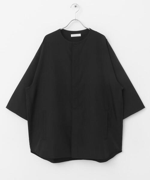 SENSE OF PLACE by URBAN RESEARCH(センスオブプレイスバイアーバンリサーチ)の「ノーカラールーズシャツ(5分袖)(シャツ/ブラウス・メンズ・ブラック/チャコールグレー・LARGE/MEDIUM)」の9枚目の写真